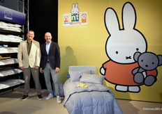 Ed Kerkmeester (left) and Maurice Maissan of Ducky Dons at the Silvana miffy sleep set; the familiar Silvana quality, combined with the iconic miffy logo, especially for toddlers.