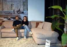 Thomas Dujardin and Adriana Bianchin of RC Furniture Group (formerly Recor Group), sitting on sofa bed the Vario, the latest model within the Premium Comfort collection.