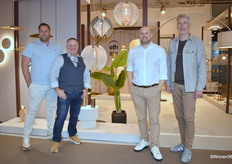 Matthijs, Dirk, Stefan and Dries of Expo Trading Holland (ETH) in front of the latest collection Jessica, made of wood and rope.