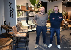 Niels van der Westerlo and Theo de Vries of BENOA, posing near part of the new collection.