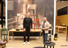 Frank Kluskens (left) with Dirk Defryn and Kluskens' Unica chair is Best International Winner.