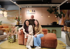 From left to right Fairload Nguyen, Bob van Bakel and Dian Fles of Dutch Sofa Company on the Milou sofa.