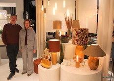 Owners Alex and Christel Van Dijck at the new lamp collection on the Marckdael - Van Dijck stand.