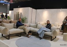 Michal Wielosik and Axelle Harinck took a seat in the new outdoor sofa with a new fabric.