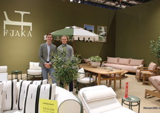 Owner Pieter den Hartog and Alister Dawe with Fjaka Furniture's outdoor collection.
