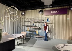 Eva van Beek in front of Beek's latest cabinet. The table on the left is also new, and they excel particularly in customisation.