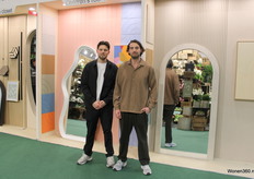 Brothers Oliver (left)and Owen in front of Art Collection International's Wall Art, Mirrors and Panels collection.