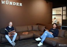 Frederik Vanpevenaeyge and Arthur Nevejan of Wünder. The Belgian brand, which specialises in outdoor furniture, attracted a lot of attention with its sleek and modularly designed collections.