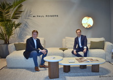 Brothers Louis and Thibault Rogiers (right) on one of furniture label Paul Rogers' sofas.