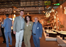 Luuk and Demi Zijlstra with Emmo Dijksma at the Zijlstra stand, which showed numerous novelties in the field of small and wall furniture, lighting and chairs, among others.