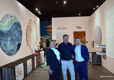 Bob Looijschelder (centre) of Textiles & More with his wife Cindy, an agent of B.I.C.-Carpets for 25 years, with the Flemish company's sales & marketing manager Pieter Goderis on the right.